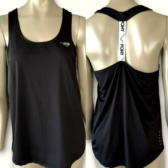 Pony Athletic Racerback Strappy Gym Workout Tank Top Activewear Size S Black - Picture 1 of 15
